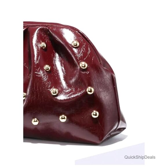 PU Leather Studded Clutch Bag with Magnet Closure Evening Handbag